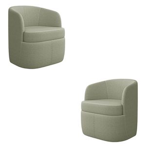 Kit 2 Poltronas Decorativas Design Moderno Bel Sala de Estar Base Giratória Bouclê Verde Oliva G33 - Gran Belo