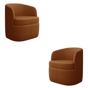 Kit 2 Poltronas Decorativas Design Moderno Bel Sala de Estar Base Giratória Bouclê Terracota G33 - Gran Belo