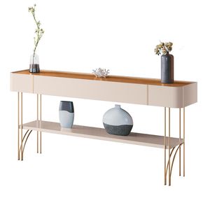 Aparador Decorativo Vivant MDP/MDF Pés de Aço Off White/Cinamomo G26 - HB Móveis