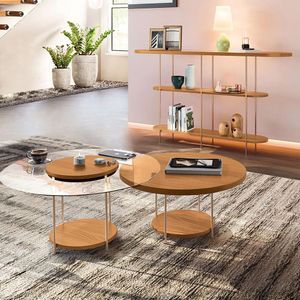 Conjunto Decorativo Aparador e 2 Mesas de Centro Walker Tampo MDF/Vidro Cinamomo G26 - Gran Belo