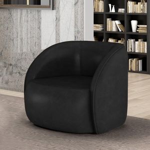 Poltrona Decorativa Sala de Estar Clarke PU Preto Manchado G45 - Gran Belo
