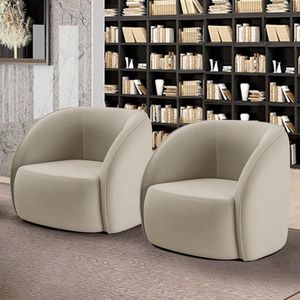 Kit 2 Poltronas Decorativas  Sala de Estar Clarke Veludo Bege G45 - Gran Belo