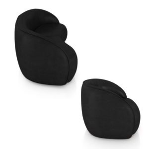 Conjunto Sofá Sala de Estar Bipartido 318cm e Poltrona Clarke PU Preto Manchado G45 - Gran Belo