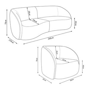 Conjunto Sofá Sala de Estar Bipartido 288cm e 2 Poltronas Clarke Veludo Marrom G45 - Gran Belo
