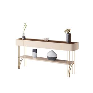 Aparador Decorativo Rennes Pés de Aço MDP/MDF Off White/Castanho G26 - Gran Belo