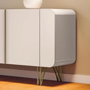 Conjunto 1 Cristaleira 2 Buffets e 1 Mesa de Centro Évora/Saluti/Benvenuto/Cadenza Off White/Castanho G26 - HB Móveis