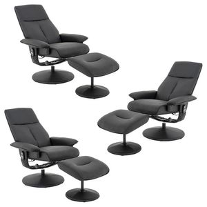 Kit 3 Poltronas de Massagem Arizona Giratória com Apoio de Pés e Reclinável PU Preto G56 - Gran Belo