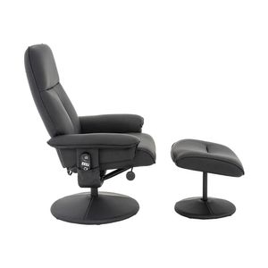 Kit 4 Poltronas de Massagem Arizona Giratória com Apoio de Pés e Reclinável PU Preto G56 - Gran Belo