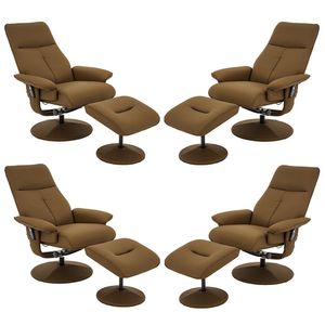 Kit 4 Poltronas de Massagem Arizona Giratória com Apoio de Pés e Reclinável PU Caramelo G56 - Gran Belo