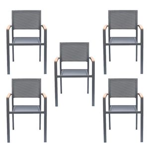 Kit 5 Cadeiras Área Externa com Tela Mesh Mangue de Alumínio Grafite G56 - Gran Belo