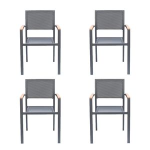 Kit 4 Cadeiras Área Externa com Tela Mesh Mangue de Alumínio Grafite G56 - Gran Belo
