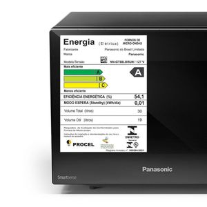 Micro-ondas Panasonic com Smartsense e Dupla Refeição 30L Preto - NN-GT68LBRU 110V