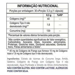 Suplemento Alimentar Nature Healthy Extrato De Rizomas De Curcuma Longa 130Mg + Colágeno Tipo II 40Mg - 30 Caps