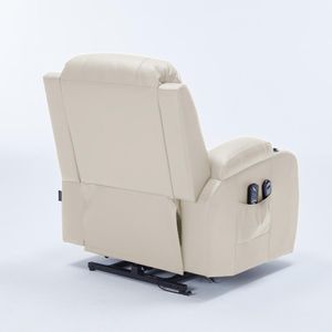 Poltrona do Papai Lift Sala de Estar Reclinável Austin Elétrica Aquecimento Massagem PU Bege G94 - Gran Belo