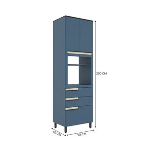 Paneleiro Torre Quente Herval Manhattan, MDP, 2 Portas e 3 Gavetas, Azul Orion