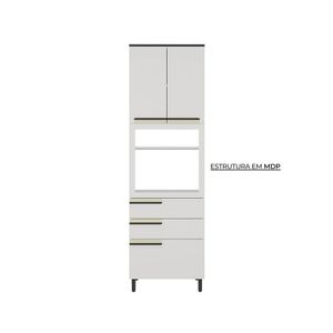 Paneleiro Torre Quente Herval Manhattan, MDP, 2 Portas e 3 Gavetas, Branco Ártico
