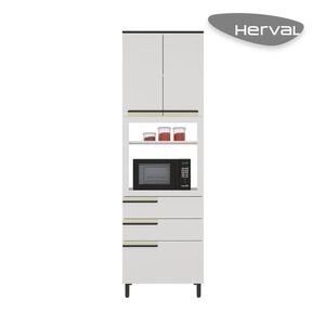 Paneleiro Torre Quente Herval Manhattan, MDP, 2 Portas e 3 Gavetas, Branco Ártico