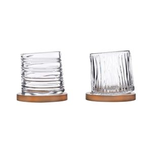 2 Copos para Whisky com 2 Bases de Bambu 300ml Kenya