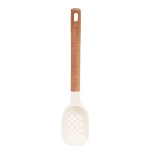 Colher de Serviço de Silicone com Cabo em Acácia Spicy Bege