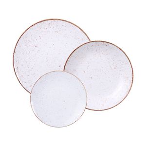 Jogo de Pratos Tramontina Rústico Marrom 12 Peças em Porcelana Decorada