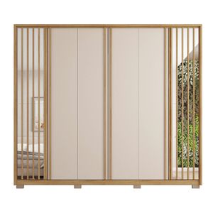 Guarda Roupa Casal Orfeus Ripado 6 Portas 4 Gavetas Caemmun - Buriti/off white