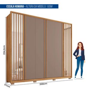 Guarda Roupa Casal Orfeus Ripado Espelhado 6 Portas 6 Gavetas Caemmun - Buriti / fendi