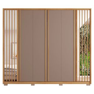 Guarda Roupa Casal Orfeus Ripado Espelhado 6 Portas 6 Gavetas Caemmun - Buriti / fendi