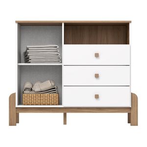 Cômoda Infantil 1 Porta 3 Gavetas Henn Ternura - Branco/Jequitib