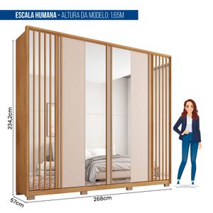 Guarda Roupa Casal Orfeus Lux com Espelhos 6 Portas 6 Gavetas Caemmun - Buriti / fendi