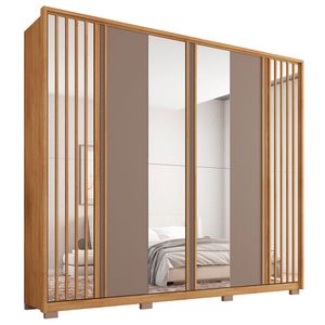 Guarda Roupa Casal Orfeus Lux com Espelhos 6 Portas 6 Gavetas Caemmun - Buriti/off white