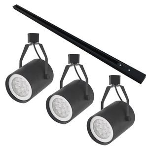 Kit Trilho 1 Metro com 3 Spots Nordecor Lille Par 30 E27 Bivolt Preto