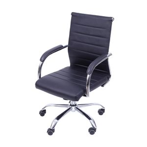 Cadeira OR-3322 com Rodízio e Base Cromada em PU OR Design - Preto