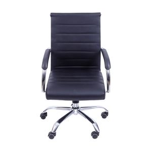 Cadeira OR-3322 com Rodízio e Base Cromada em PU OR Design - Preto
