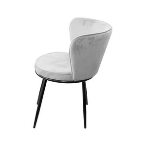 Cadeira OR-4407 Espuma Revestida em Veludo e Base de Aço Pintado Preto OR Design - Cinza Claro