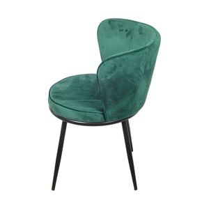 Cadeira OR-4407 Espuma Revestida em Veludo e Base de Aço Pintado Preto OR Design - Verde Escuro