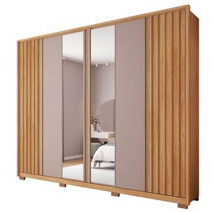 Guarda Roupa Casal Apollo Lux com Espelhos 6 Portas 6 Gavetas Caemmun - Buriti / fendi