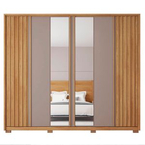Guarda Roupa Casal Apollo Lux com Espelhos 6 Portas 6 Gavetas Caemmun - Buriti / fendi