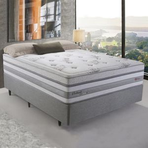 Cama Box Queen Herval Detroit com 2 Travesseiros Anatômicos, 78x158x198 cm, Molas Maxspring