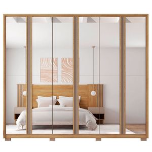 Guarda Roupa Casal Gladiador Double Lux com Espelhos 6 Portas 4 Gavetas Caemmun - Buriti / fendi