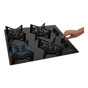 Cooktop A Gás Fischer 4Q Fit Line Trempe Iron Preto Bivolt