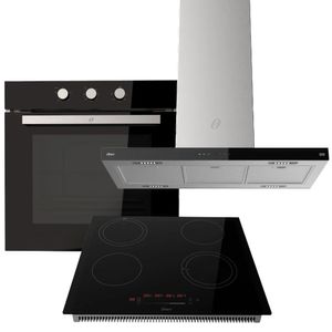Kit Cooktop 4 Bocas - Forno de Embutir 77L - Coifa Ilha 90cm Oster