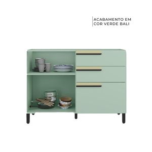 Cozinha Pequena Modulada Herval Manhattan, 120 cm, Verde Bali