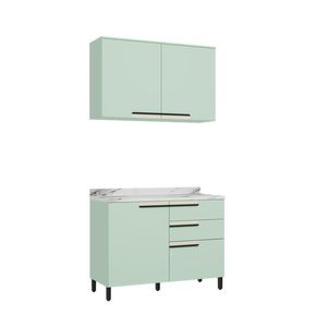 Cozinha Pequena Modulada Herval Manhattan, 120 cm, Verde Bali