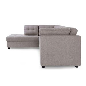 Sofá de Canto 6 Lugares Herval Gran, Chaise Direito, Linho Bege