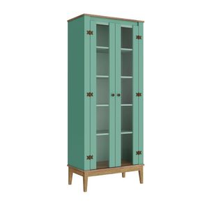 Cristaleira Movelbento Colonial, 2 Portas, MDP e MDF - MB1019 - Freijo/Oliva
