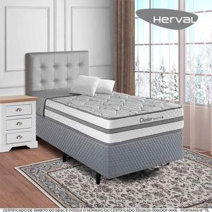 Cama Box Solteiro Herval Chester, Molas Maxspring, 63x88x188 cm