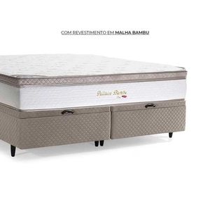 Cama Baú Queen Herval Pallace Bambu, Molas Ensacadas, 78x158x198 cm
