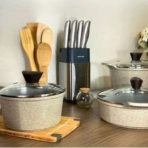 Caçarola 24cm/4,6L com Revestimento Cerâmico - Marble - Neoflam - Cor Cinza