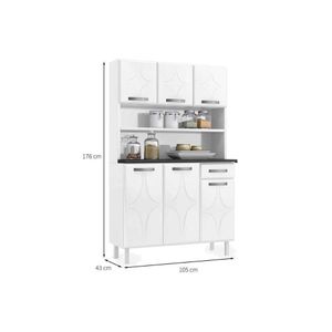 Cozinha Compacta Rubi Smart C/ 6 Portas E 1 Gaveta 105cm Branco/preto - Telasul