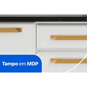 Cozinha Modulada Completa Diamante Smart 4pçs 2 Armários 1 Balcão 1 Paneleiro Branco/Preto Telasul